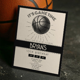 Einfache Retro Black Basketball Budget Geburtstag