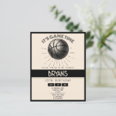 Einfache Retro Black Basketball Budget Geburtstag (Stehend Vorderseite)