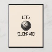 Einfache Retro Black Basketball Budget Geburtstag (Rückseite)