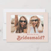 Einfache Retro-Blush-Foto Bridesmaid-Vorschlagkart Einladung (Vorderseite)