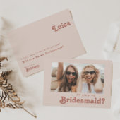 Einfache Retro-Blush-Foto Bridesmaid-Vorschlagkart Einladung