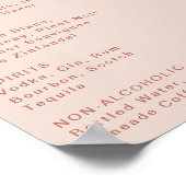 Einfache Retro | Blush Pink Wedding Drinks Menü-Ze Poster (Ecke)