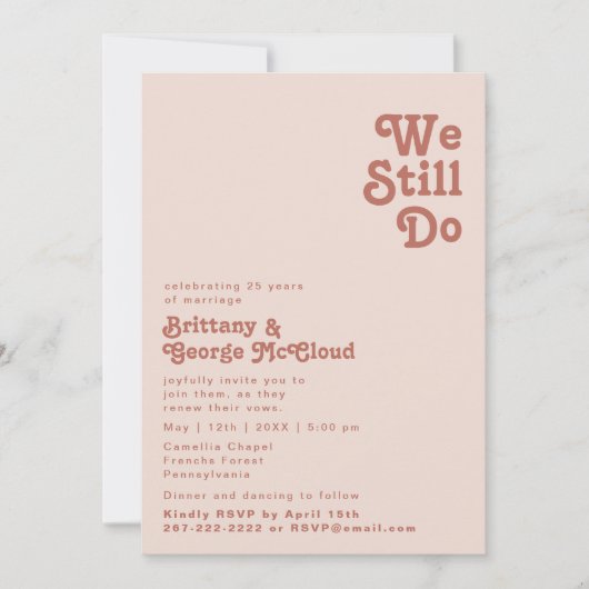 Einfache Retro | Blush Pink wir machen noch immer Einladung (Vorderseite)