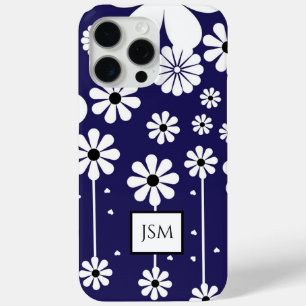 Einfache Retro Boho Navy Blue und White Daisy Blum Case-Mate iPhone Hülle