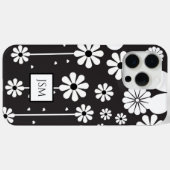 Einfache Retro-Boho Schwarz-Weiß-Blume Case-Mate iPhone Hülle (Rückseite (Horizontal))