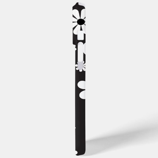 Einfache Retro-Boho Schwarz-Weiß-Blume Case-Mate iPhone Hülle (Rückseite / Links)