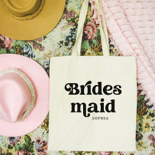Einfache Retro-Boho-Typografie Bridesmaid Tragetasche