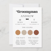 Einfache Retro Bow Krawatte Trauzeuge Hochzeitsinf Einladung (Vorderseite)