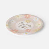 Einfache Retro-Chic Daisy Boho Girl Babydusche Pappteller (Schrägansicht)