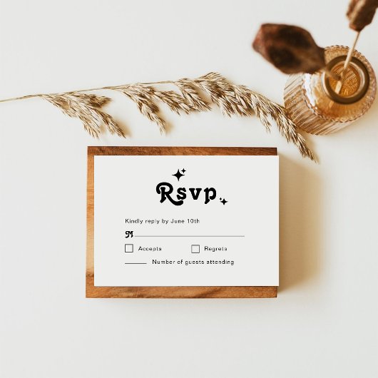 Einfache Retro-Chic-Hochzeit RSVP Karte