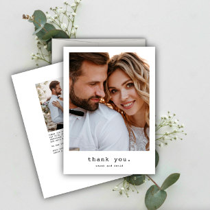 Einfache Retro Classic Foto Hochzeit Dankeskarte
