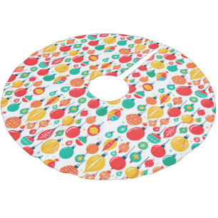 Einfache Retro farbenfrohe Weihnachtsdekoration Mu Polyester Weihnachtsbaumdecke