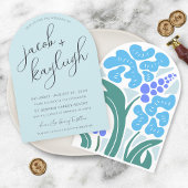 Einfache Retro Floral Sky Blaue Modern Arch Weddin Einladung