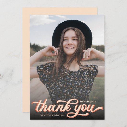 Einfache Retro Foto Abschluss Vielen Dank Dankeskarte (Vorne/Hinten)