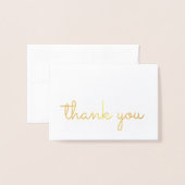 Einfache Retro Gold Handschrift Vielen Dank Folienkarte (Vorderseite mit Umschlag)