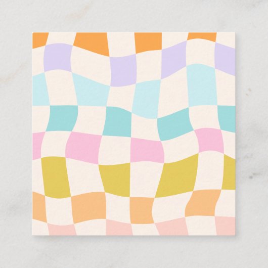 Einfache Retro Groovy Schachbrett Checkerboard für Quadratische Visitenkarte (Rückseite)