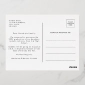 Einfache Retro High School Abschluss Folie Einladungspostkarte (Rückseite)