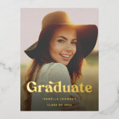Einfache Retro High School Abschluss Folie Einladungspostkarte (Vorderseite)
