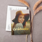 Einfache Retro High School Abschluss Folie Einladungspostkarte