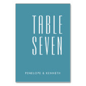 Einfache Retro-Individuelle Name Hochzeiten Aquama Tischnummer (Rückseite)