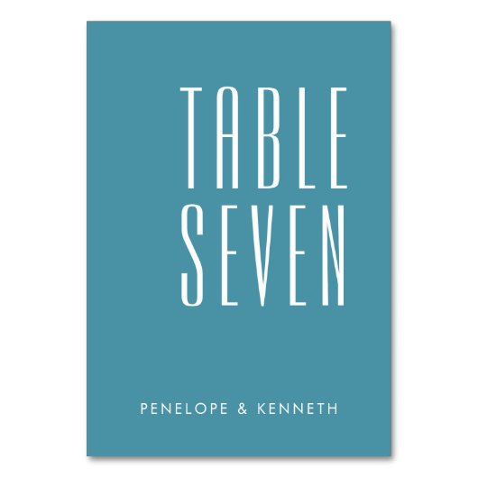 Einfache Retro-Individuelle Name Hochzeiten Aquama Tischnummer (Rückseite)
