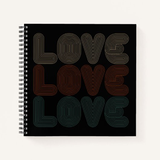 Einfache Retro-Liebe Typograph Valentine | Notizbu Notizblock (Vorderseite)