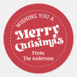 Einfache Retro Moderne Weihnachten Groß Runder Aufkleber