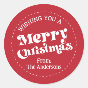 Einfache Retro Moderne Weihnachten Groß Runder Aufkleber