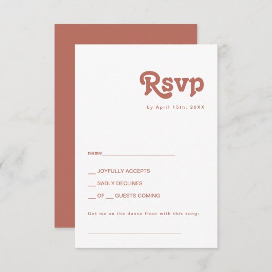 Einfache Retro | Old Rose Song Request RSVP Card (Vorne/Hinten)