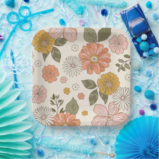 Einfache Retro-Party-Teller Pappteller (Party)