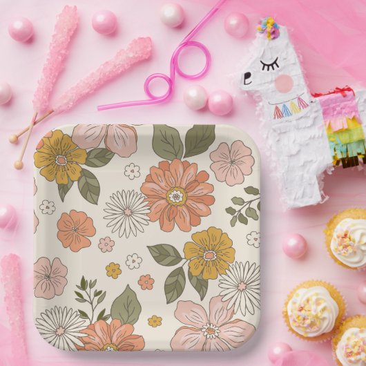 Einfache Retro-Party-Teller Pappteller (Party)