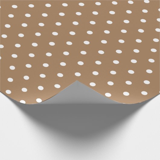Einfache Retro Polka Dot leicht braun und weiß Geschenkpapier (Ecke)