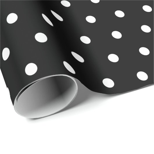 Einfache Retro Polka Dot Schwarz und Weiß Geschenkpapier (Rolleneckpunkt)