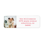 Einfache Retro Red Schreibwriter Foto Rücksendeadr (Vorne)