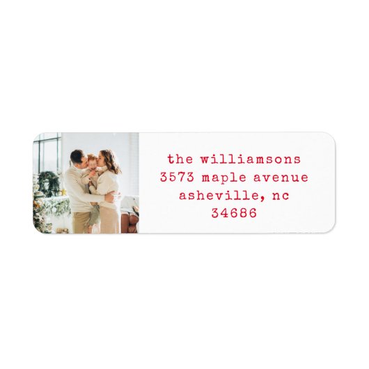 Einfache Retro Red Schreibwriter Foto Rücksendeadr (Vorne)