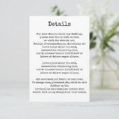 Einfache Retro-Schreibmaschinentypografie-Details Begleitkarte (Stehend Vorderseite)