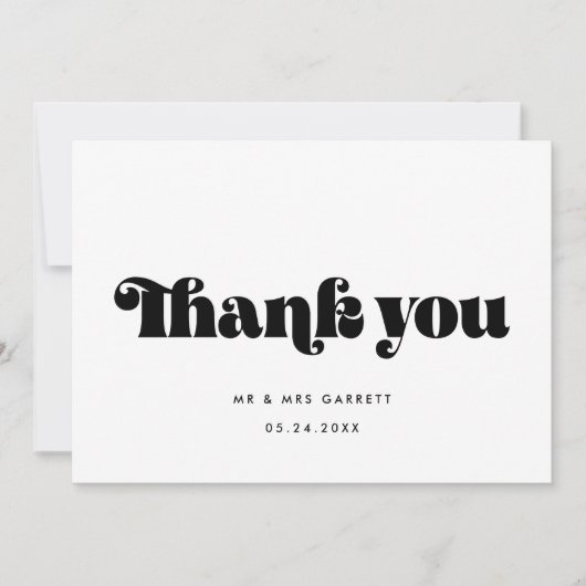 Einfache Retro-Skript Hochzeit Danke Karte (Vorderseite)