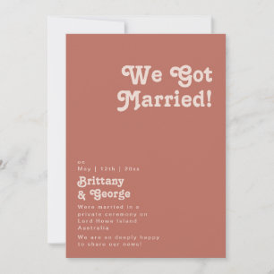 Einfache Retro-Stimmung Alte Rose Elopement-Ankünd Einladung