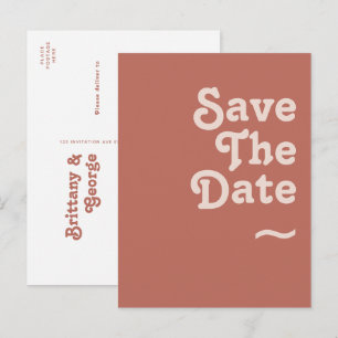 Einfache Retro Stimmung   Old Rose Save The Date Einladungspostkarte