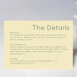 Einfache Retro-Strohgelbe Hochzeitskarte RSVP Karte