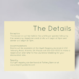 Einfache Retro-Strohgelbe Hochzeitskarte RSVP Karte