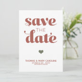 Einfache Retro Terracotta Ein Foto Hochzeit Save The Date (Stehend Vorderseite)