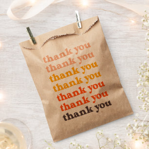 Einfache Retro Typografie Danke Peach und Gelb Geschenktütchen