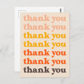Einfache Retro Typografie Danke Peach und Gelb Postkarte (Vorne/Hinten)