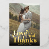 Einfache Retro Typografie Liebe und dank Foto Folieneinladung (Vorderseite)