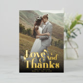 Einfache Retro Typografie Liebe und dank Foto Folieneinladung (Stehend vorne)