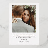 Einfache Retro Typografie Liebe und dank Foto Folieneinladung (Rückseite)