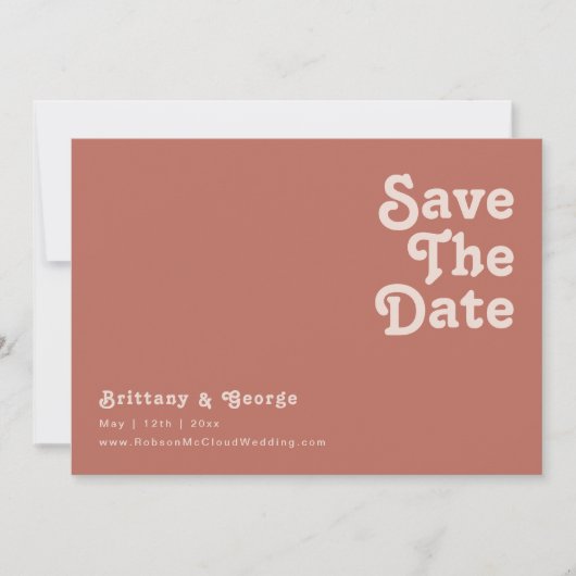 Einfache Retro-Vibes | Alte horizontale Rose Save The Date (Vorderseite)