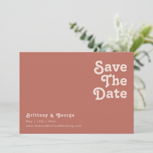 Einfache Retro-Vibes | Alte horizontale Rose Save The Date (Stehend Vorderseite)
