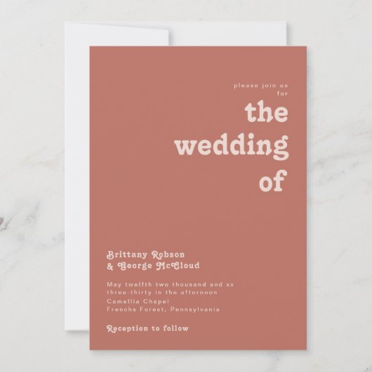 Einfache Retro-Vibes | Alte Rose Die Hochzeit von Einladung (Vorderseite)